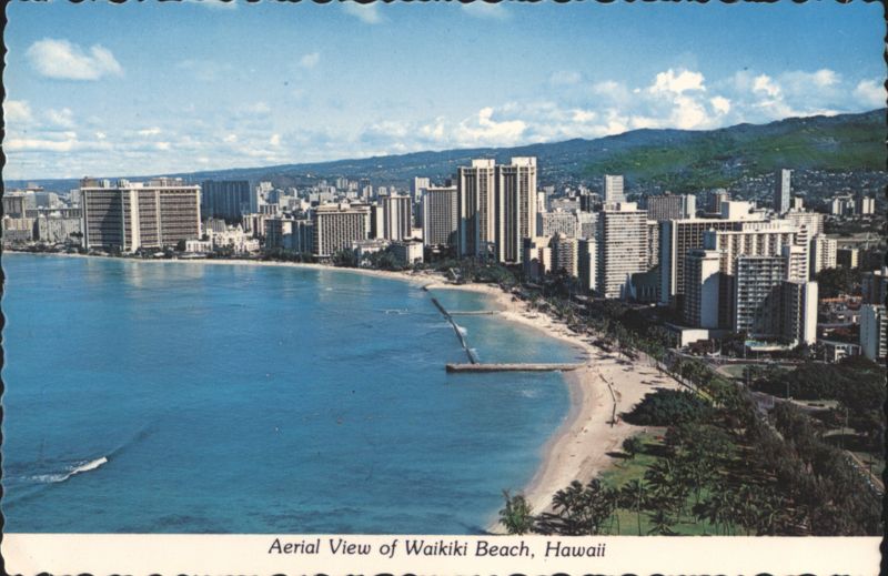 Aerial View of Waikiki Beach and Hotels, Honolulu, HI Hawaii
