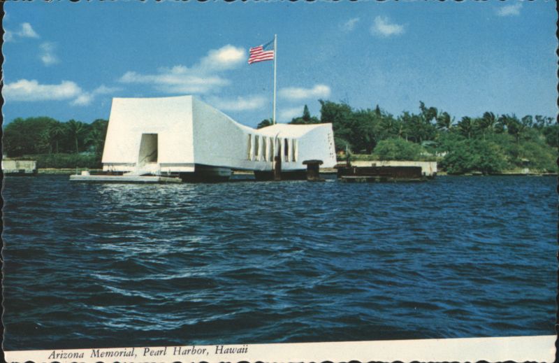 Arizona Memorial Structure over Water, Pearl Harbor Honolulu Hawaii