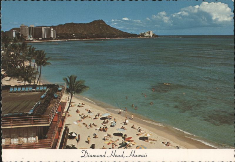 Diamond Head Volcano & Waikiki Beach, Clear Waters View Honolulu Hawaii