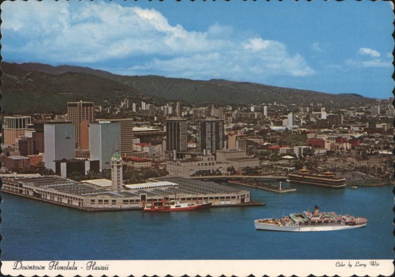 Bird's-Eye View Downtown Honolulu, Aloha Tower Dock Area Hawaii