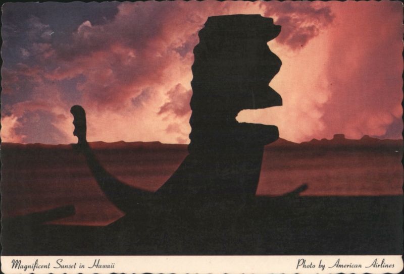 Magnificent Sunset Silhouette, Hawaii, Polynesia American Airlines