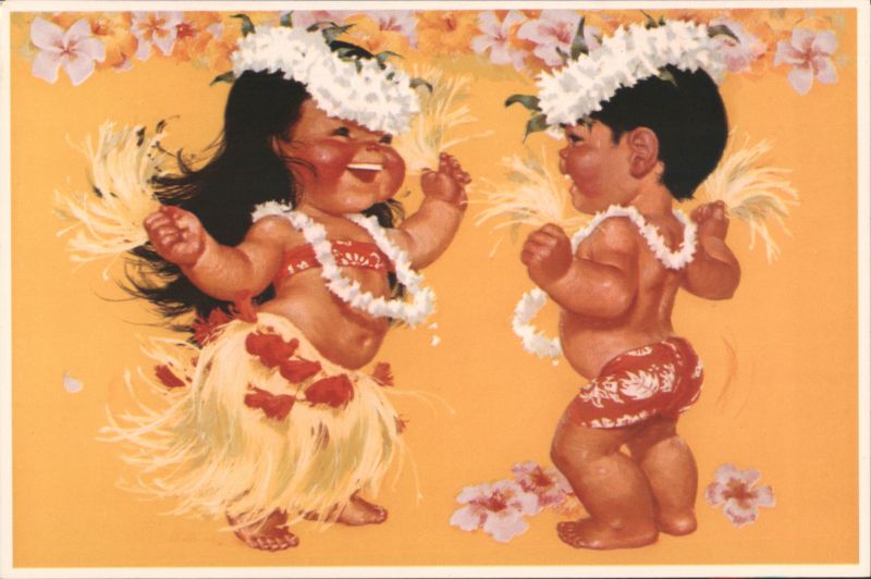 Aloha from Hawaii Hula Dancing Children Illustration