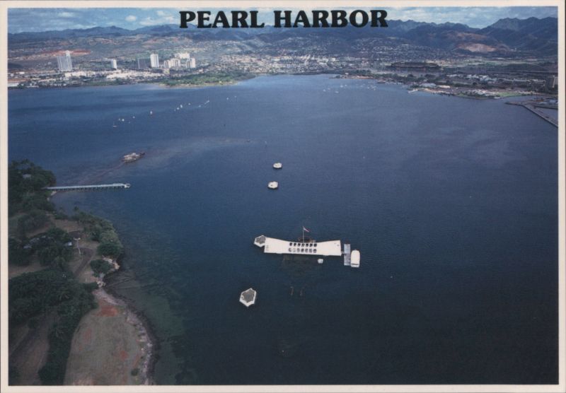 PEARL HARBOR Aerial View USS Arizona Memorial Honolulu Hawaii