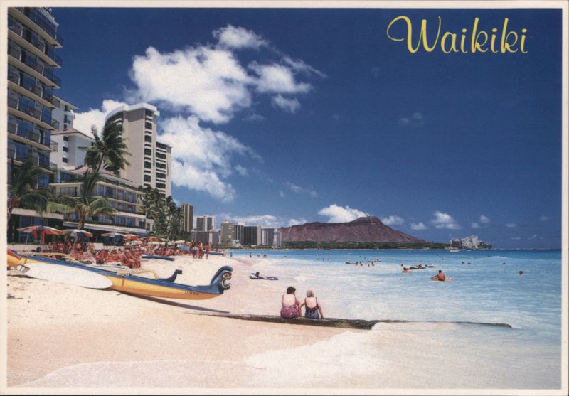 Waikiki Beach, Diamond Head Crater, Outrigger Canoe Honolulu Hawaii