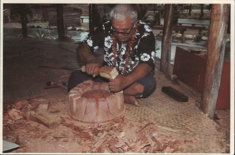 Samoan Man Carving Ceremonial Bowl, Ethnic Villages