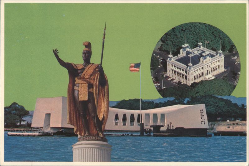 Statue of Kamehameha I, Arizona Memorial, Iolani Palace Honolulu Hawaii
