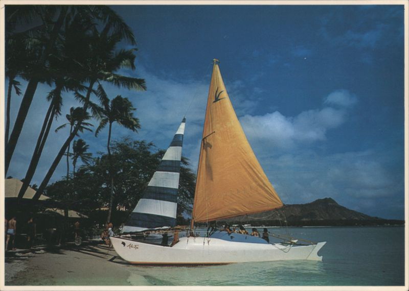 Catamaran Sailing, Loading up on the Shores of Waikiki Hawaii