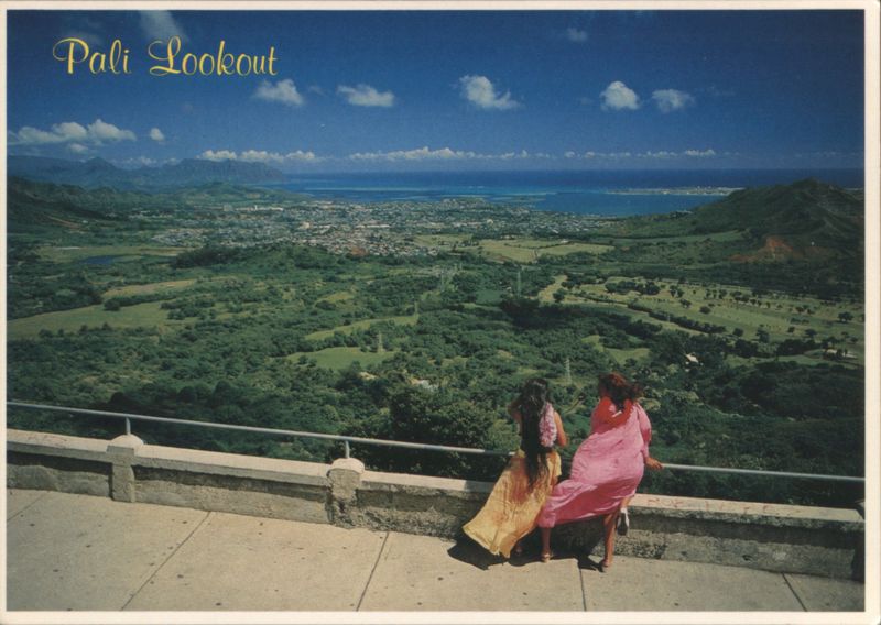 Pali Lookout, Valley View, Two Women in Foreground Hawaii