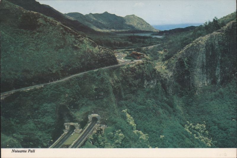 Nuuanu Pali Tunnels, Old Pali Road, Lookout, Aerial View Honolulu Hawaii