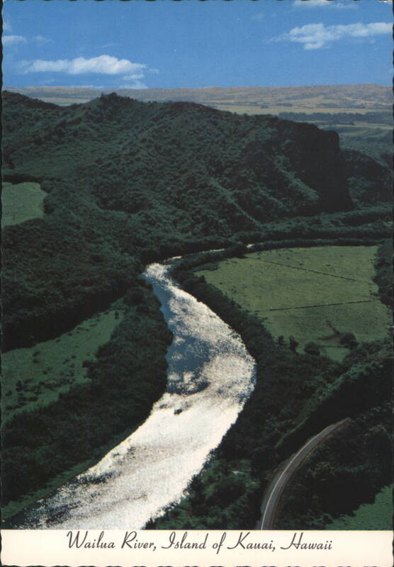 Silvery Wailua River, Island of Kauai Hawaii Panorama Air Tour
