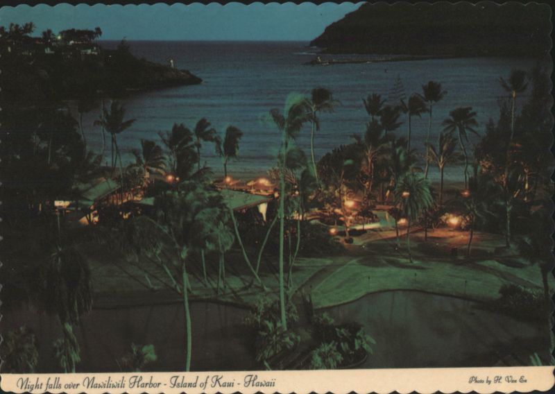Night Falls over Nawiliwili Harbor & Kauai Surf Hotel Hawaii