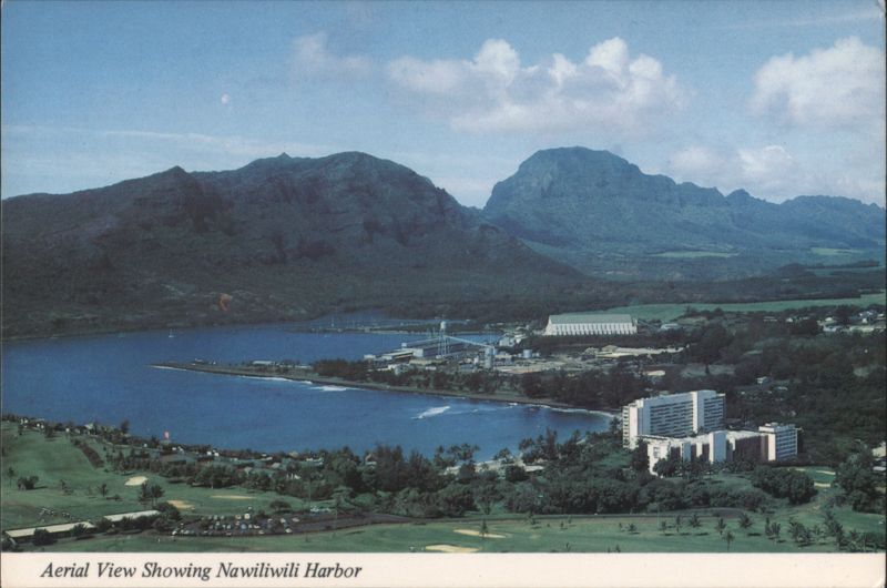 Aerial View Nawiliwili Harbor, Kauai Surf Hotel, HI Hawaii