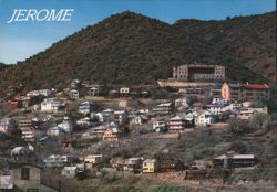 Jerome AZ Hillside Town View below Mingus Mountain Postcard