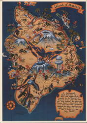 Island of Hawaii Cartograph Map by Don Blanding Postcard