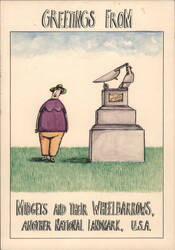 GREETINGS FROM MIDGETS AND THEIR WHEELBARROWS, U.S.A. Postcard