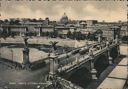 Ponte Vittorio Emanuele II, Tiber River View to St. Peter's Dome Postcard