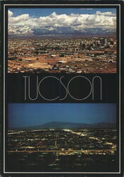 Tucson Day and Night Views, Snow-Capped Mountains Postcard