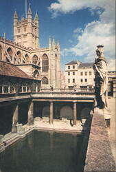 Bath Abbey and Great Roman Bath, Somerset Postcard