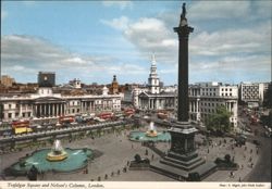 Trafalgar Square, Nelson's Column, and Fountains Postcard