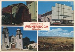 Winnemucca NV Multi-View: Gateway, Bison Hall, Stockraising Postcard