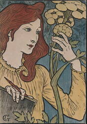 Eugène Grasset Woman with Flowers, Salon des Cent Poster Art Postcard