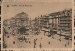 Bruxelles Place de Brouckère, Trams, 1931 Postcard