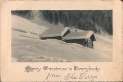 Snow Covered Cabins, Merry Christmas to Everybody Postcard
