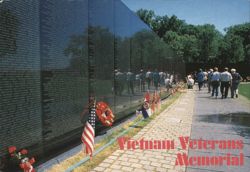 Vietnam Veterans Memorial Wall, Wreaths and Flags Postcard