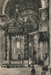 St. Peter's Basilica Interior, Baldachin and Altar Postcard