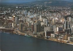 Partial Aerial View of Porto Alegre Cityscape and Port Postcard