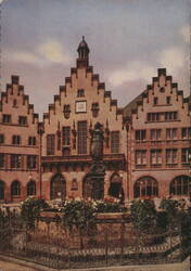 Römer-Rathaus and Gerechtigkeitsbrunnen Justitia Spring Postcard