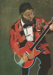 Peter Blake, Bo-Diddley, 1963 Painting of Guitarist Postcard