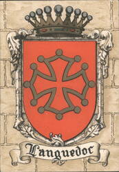 Languedoc Coat of Arms, Occitan Cross Heraldry, Crown Postcard