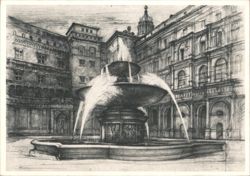 Vatican City Belvedere Fountain Drawing Barriviera Postcard Postcard