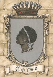 Corse (Corsica) Coat of Arms, Moor's Head Heraldry Postcard