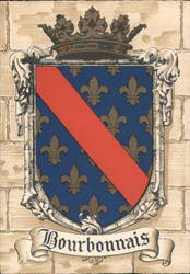 Bourbonnais Coat of Arms, Blue Fleurs-de-lis, Red Bend Postcard