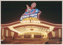 Circus Circus Casino Entrance Sign with Clown Postcard