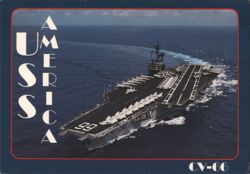 USS America CV-66 Aircraft Carrier Underway with F-14 Tomcats Postcard