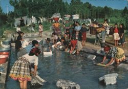 Lavadeiras: Women Washing Linen in Nazaré, Portugal Postcard
