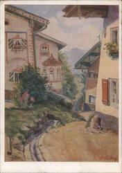 Neubeuern am Inn: Haschalalm, Alpine Houses Watercolor View Postcard