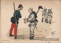 French Soldiers Joke: "Il doit être peintre vot' père?" Postcard