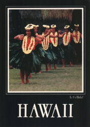 Six Women Hula Dancers in Leis, Hawaii - Let's Hula! Postcard