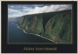 Kohala Coast Cliffs, Waterfalls, Aloha from Hawaii Postcard
