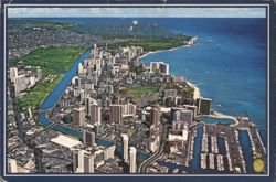 Waikiki Beach & Diamond Head Aerial Panoramic View Postcard
