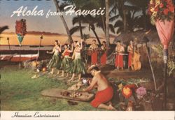 Aloha from Hawaii, Sunset Hula Dancers & Musicians Postcard