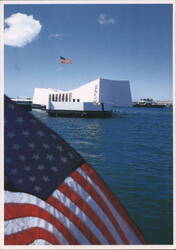 USS Arizona Memorial, Pearl Harbor, HI - American Flag Postcard