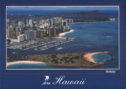 Aerial View Magic Island, Yacht Harbor, Waikiki, Diamond Head Postcard