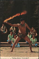 Dextrous Samoan Twirls Sword, Polynesian Cultural Center HI Postcard