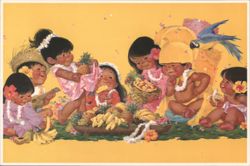 Aloha from Hawaii, Dole Kids, Tropical Children & Fruit Art Postcard