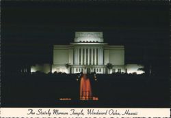 Stately Mormon Temple, Windward Oahu, Hawaii Postcard